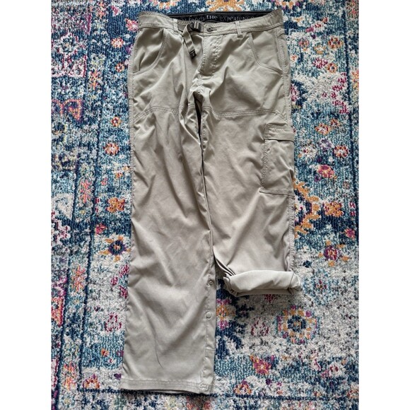 prAna Stretch Zion Pants Size Medx30L Khaki Nylon Pockets‎ Roll Up Leg Hiking - Picture 3 of 10
